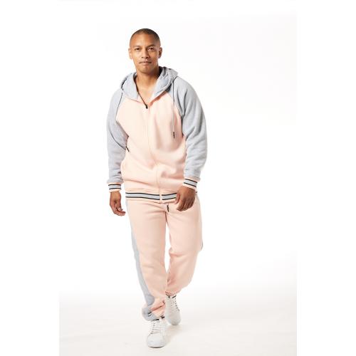 Stacy Adams Heather Grey / Salmon Sectional Modern Fit Jogger Outfit LUF038
